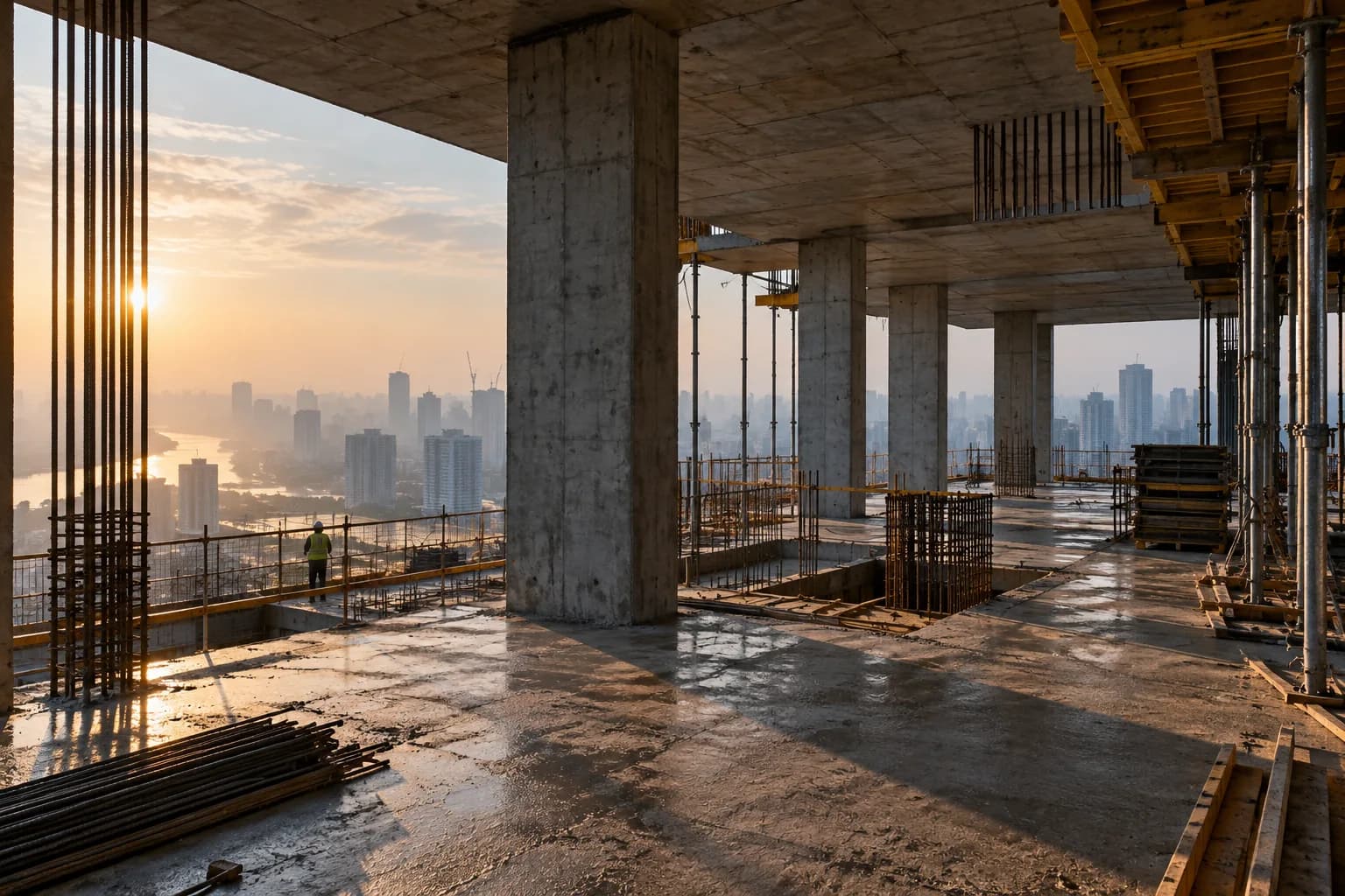 Illustrative interior construction view, not a WideLapse project or product output